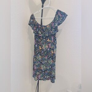 Mango Pink and Blue Ruffled One Shoulder Sundress